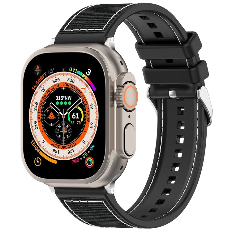 Ordinary Buckle Hybrid Nylon Braid Silicone Watch Band, For Apple Watch SE 40mm, For Apple Watch SE 44mm, For Apple Watch Series 6 40mm, For Apple Watch Series 6 44mm, For Apple Watch Series 5 44mm, For Apple Watch Series 5 40mm
