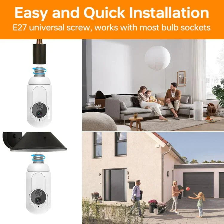 1080P Bulb Type WiFi Surveillance Camera Support Night Vision & Two - way Intercom & Motion Detection - Trustpick