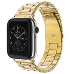 For Apple Watch Series 10 42mm / 9&8&7 41mm / SE 3&SE 2&6&SE&5&4 40mm / 3&2&1 38mm Fold Buckle 3 Beads Stainless Steel Watch Band