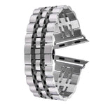20mm Women Hidden Butterfly Buckle 7 Beads Stainless Steel Watch Band For Apple Watch 38mm(Silver Gold), 20mm Women