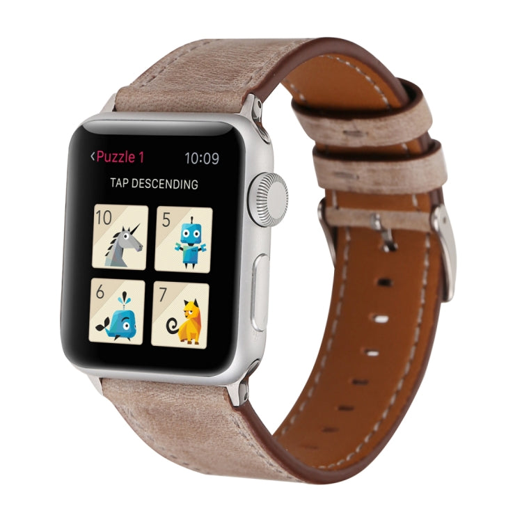 For Apple Watch Series 10 42mm / 9&8&7 41mm / SE 3&SE 2&6&SE&5&4 40mm / 3&2&1 38mm Fresh Style Genuine Leather Watch Band, 38mm