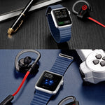 For Apple Watch 38mm Loop Magnetic Closure Clasp PU Leather Watch Band