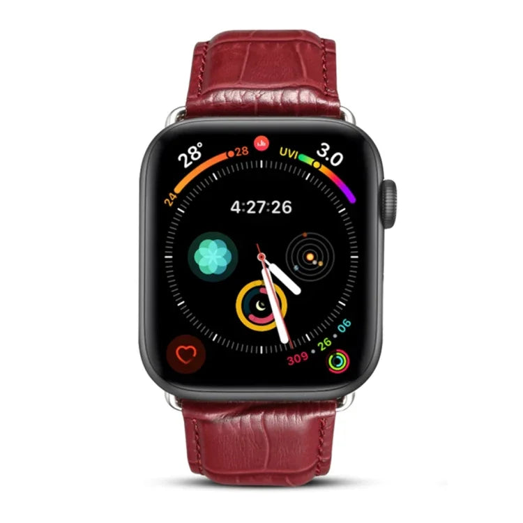 Denior Crocodile Grain Watch Cowhide Leather Watch Band for Apple Watch Series 10 42mm / 9&8&7 41mm / SE 3&SE 2&6&SE&5&4 40mm / 3&2&1 38mm