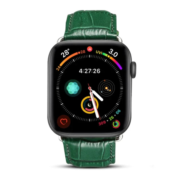 Denior Crocodile Grain Watch Cowhide Leather Watch Band for Apple Watch Series 10 42mm / 9&8&7 41mm / SE 3&SE 2&6&SE&5&4 40mm / 3&2&1 38mm