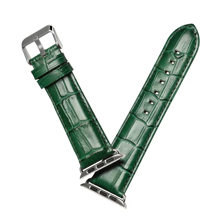 Denior Crocodile Grain Watch Cowhide Leather Watch Band for Apple Watch Series 10 42mm / 9&8&7 41mm / SE 3&SE 2&6&SE&5&4 40mm / 3&2&1 38mm
