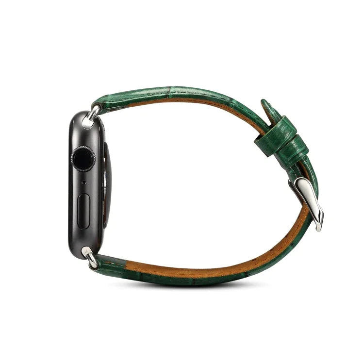 Denior Crocodile Grain Watch Cowhide Leather Watch Band for Apple Watch Series 10 42mm / 9&8&7 41mm / SE 3&SE 2&6&SE&5&4 40mm / 3&2&1 38mm