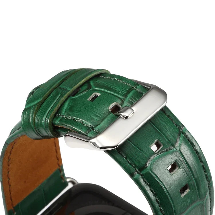 Denior Crocodile Grain Watch Cowhide Leather Watch Band for Apple Watch Series 10 42mm / 9&8&7 41mm / SE 3&SE 2&6&SE&5&4 40mm / 3&2&1 38mm
