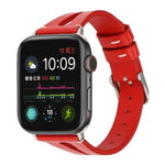 Simple V-shaped Leather Watch Band for Apple Watch Series 7 41mm / 6 & SE & 5 & 4 40mm / 3 & 2 & 1 38mm