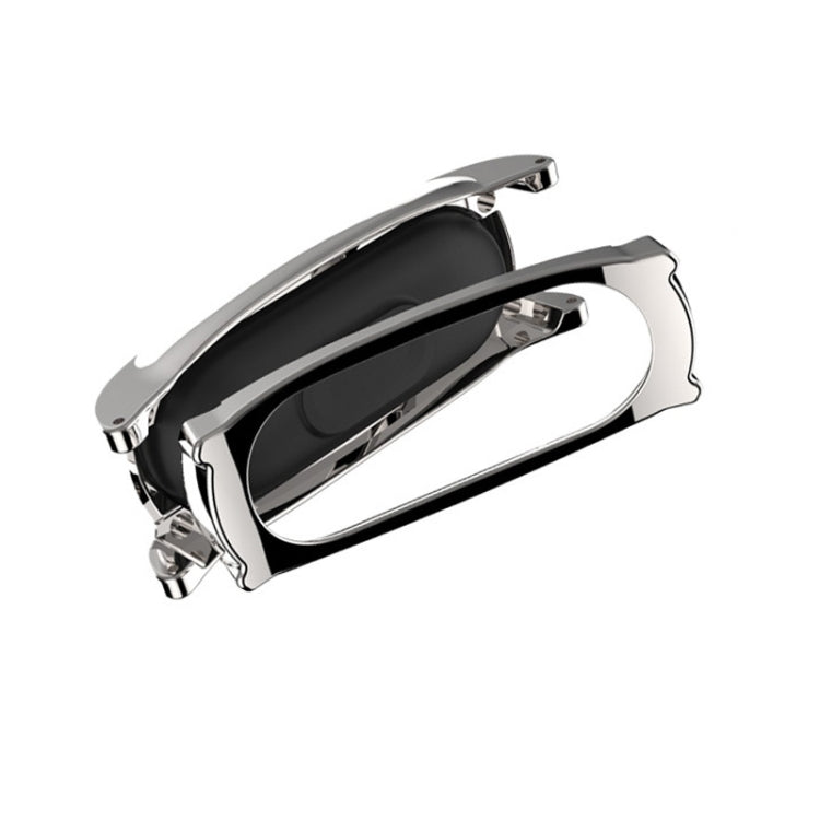 Mijobs Screwless Magnetic Case Top-grain Leather Watch Band for Xiaomi Mi Band 5 & 6, Host not Included