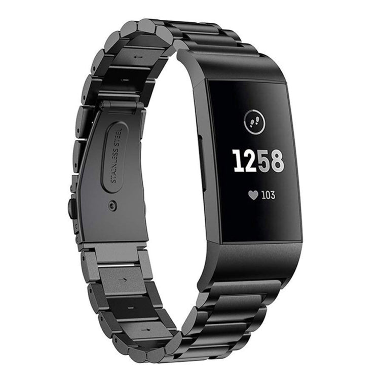 Three Beads Slingshot Buckle Solid Stainless Steel Watch Band for Fitbit Charge 3