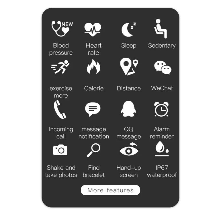 KY108 1.3 inches 240x240 Resolution Smart Bracelet IP67 Waterproof, Support Call Reminder /Heart Rate Monitoring /Sleep Monitoring /Blood Pressure Monitoring /Blood Oxygen Monitoring