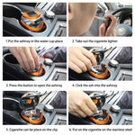 N12E Car Creative Ashtray Solar Power With Light And Cover With Cigarette Liighter
