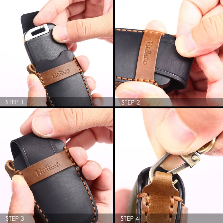 For Nissan Teana / Ariya 3-button Tail Box Hallmo Car Cowhide Leather Key Protective Cover Key Case, 3-button Tail Box