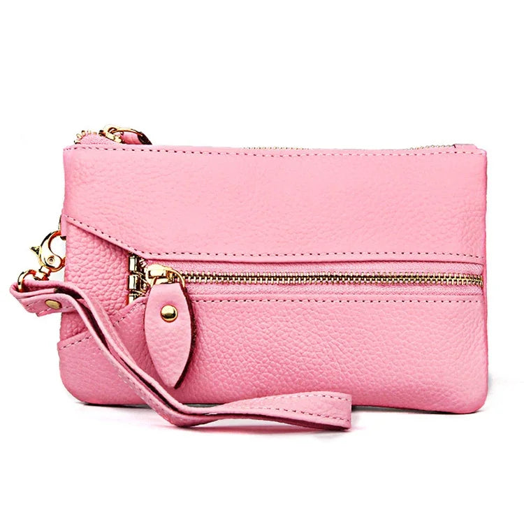 2001 Horizontal Square Litchi Texture Wallet Clutch Bag for Ladies, with Detachable Hand Strap & 6 Key Rings, Orange, Pink, Green, Yellow