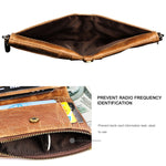 3533 Long Crazy Horse Texture Cowhide Leather Folding Anti-magnetic RFID Wallet Clutch Bag for Men, with Card Slots, 3533 Black, 3533 Coffee, 3533 Blue, 3533 Red, 3533 Yellowish-brown