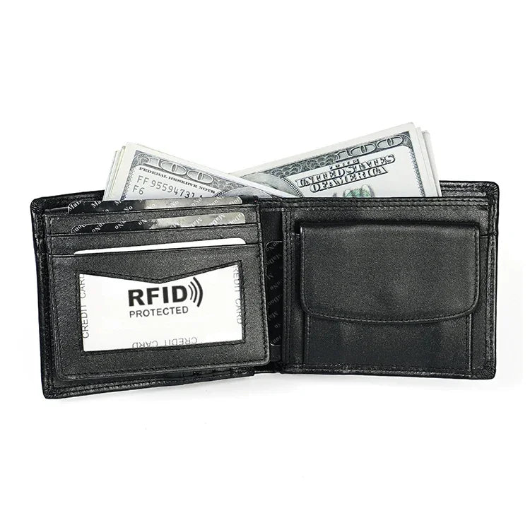 8020 Horizontal Retro Crazy Horse Texture Leather Anti-magnetic RFID Wallet Clutch Bag for Men, with Card Slots, 8020 Black, 8020 Coffee, 8020 Yellowish-brown