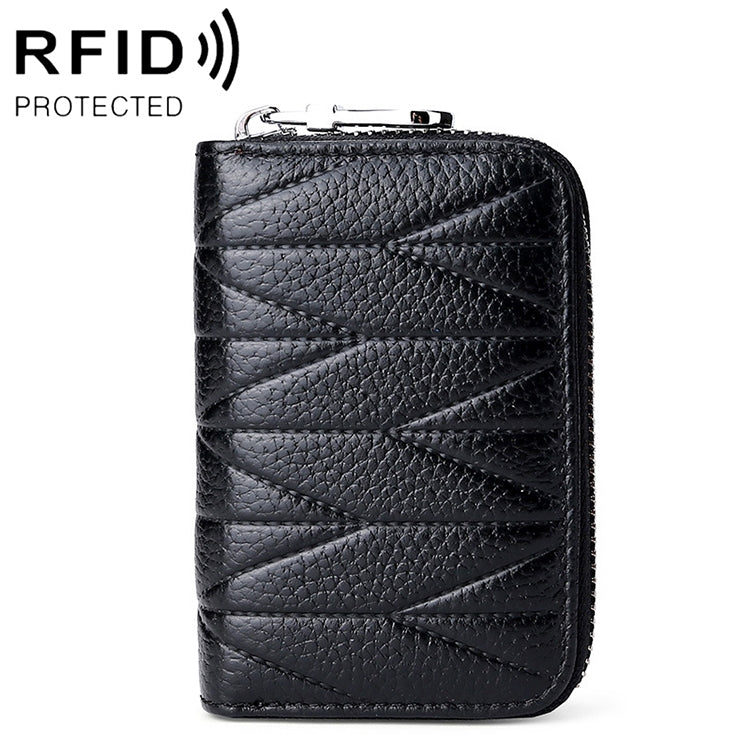 KB191 Zipper Cowhide Leather Organ Shape Multiple Card Slots Anti-magnetic RFID Wallet Clutch Bag for Ladies, KB191 Aqua Blue, KB191 Black, KB191 Dark Blue, KB191 Pink, KB191 Light Purple, KB191 Wine Red, KB191 Brown