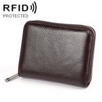KB195 Zipper Cowhide Leather Double Row Organ Shape Multiple Card Slots Anti-magnetic RFID Wallet Clutch Bag for Ladies, KB195 Black, KB195 Coffee, KB195 Pink, KB195 Purple, KB195 Rose Red