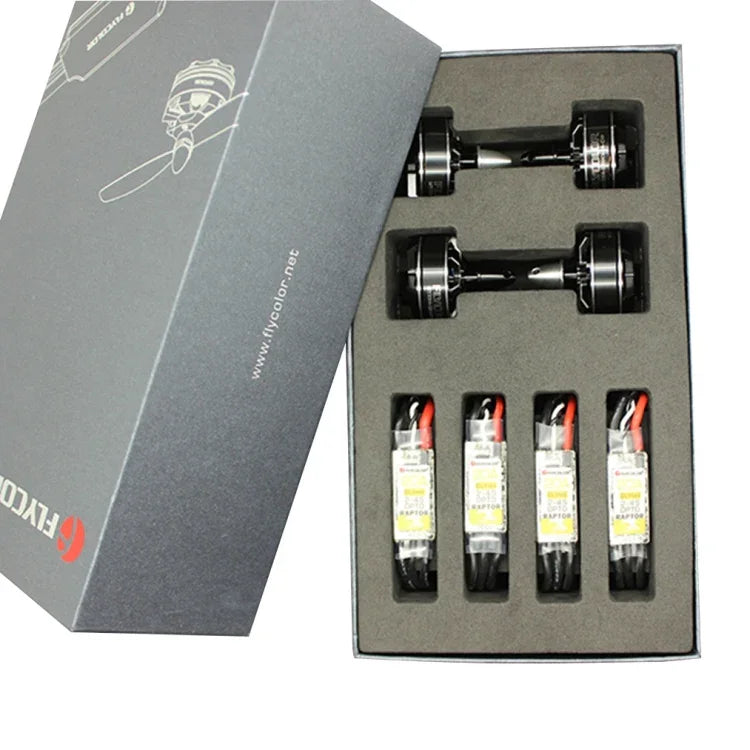 Flycolor Raptor Series Power Set, Includes 4 PCS 20A Speed Controllers + 4 PCS 2300KV Motors + 4 PCS 5045 Propellers, 2300KV