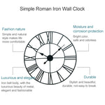 60cm Retro Living Room Iron Round Roman Numeral Mute Decorative Wall Clock (White), 50cm