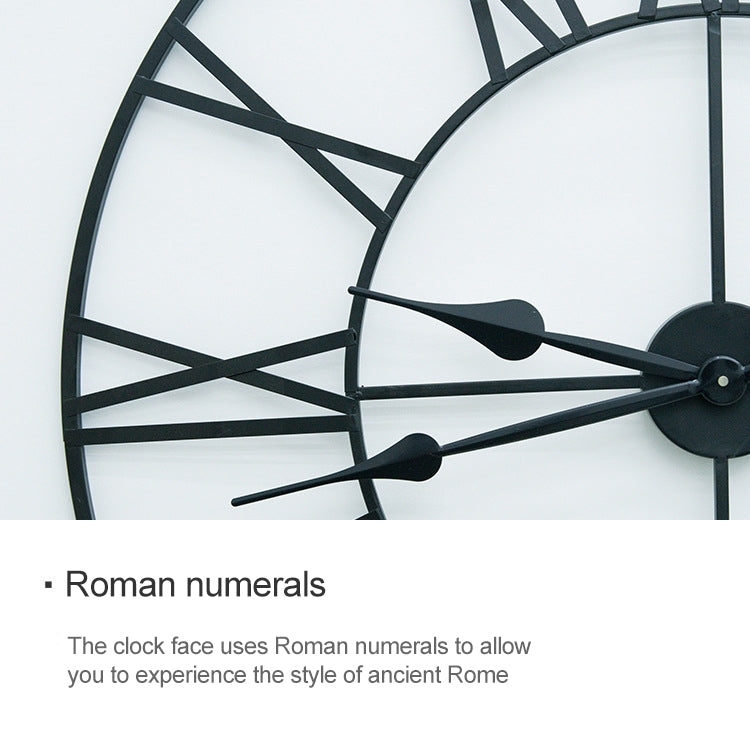 60cm Retro Living Room Iron Round Roman Numeral Mute Decorative Wall Clock (White), 50cm