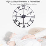 60cm Retro Living Room Iron Round Roman Numeral Mute Decorative Wall Clock (White), 50cm