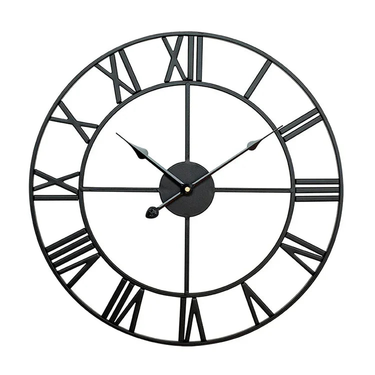 80cm Retro Living Room Iron Round Roman Numeral Mute Decorative Wall Clock, 80cm