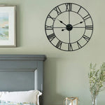 80cm Retro Living Room Iron Round Roman Numeral Mute Decorative Wall Clock, 80cm