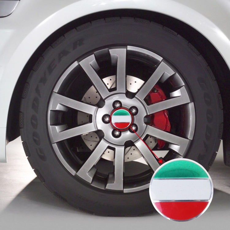 4 PCS Italy Flag Metal Car Sticker Wheel Hub Caps Centre Cover Decoration, Italy Flag