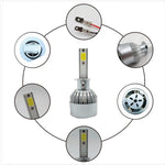 2pcs H1 18W 1800LM 6000K Waterproof IP68 Car Auto LED Headlight with 2 COB LED Lamps, DC 9-36V, H1
