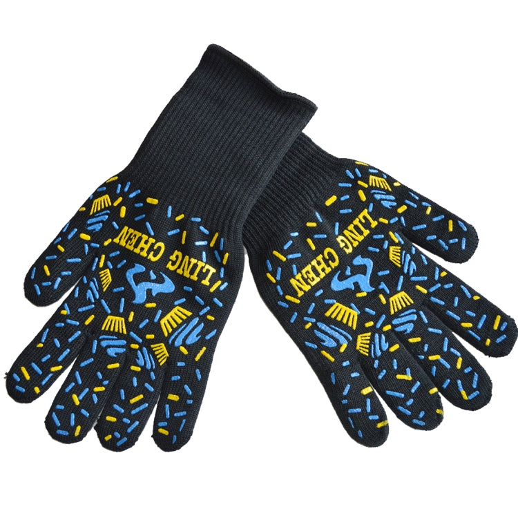 Silicone Cotton Microwave Kitchen Cooking Protective Gloves, High Temperature Resistance: 500 Degree C, Length: 32cm, Deyan, Deyan Red Stripe