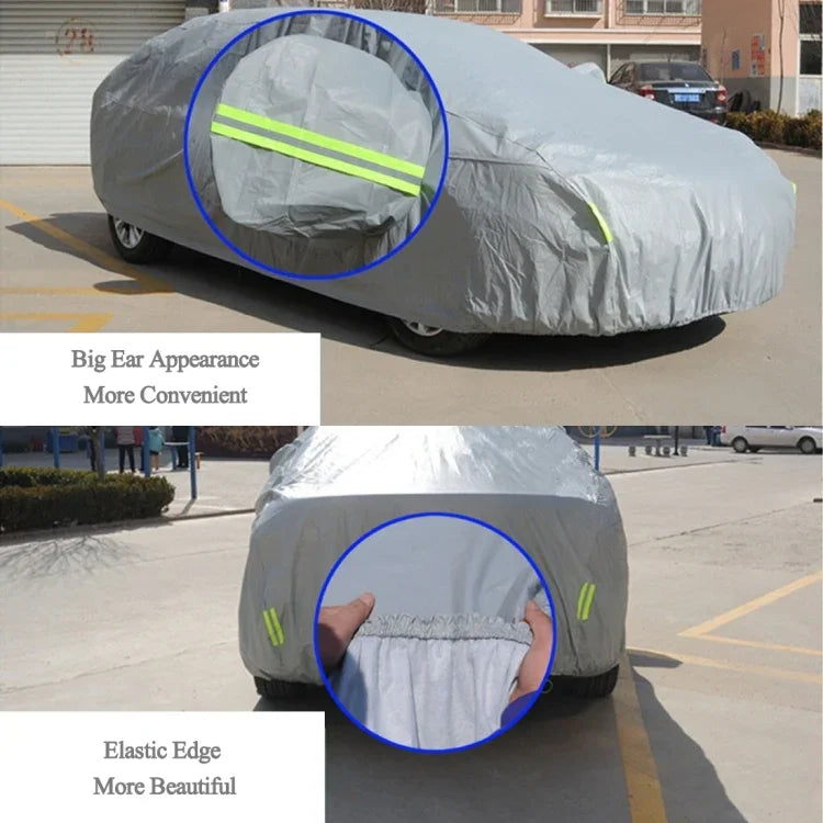 PVC Anti-Dust Sunproof Sedan Car Cover with Warning Strips, Fits Cars up to 4.5m(176 inch) in Length, 176inch (M)
