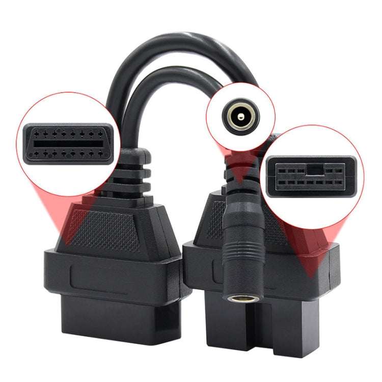 12 Pin to 16 Pin OBDII Diagnostic Cable for Mitsubishi, For Mitsubishi