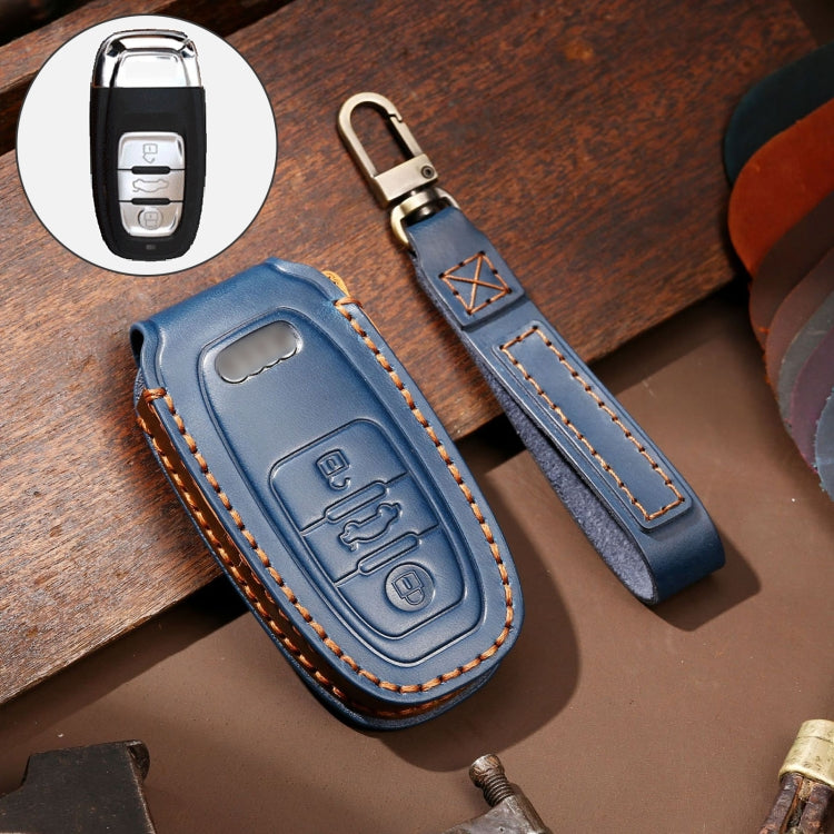 Hallmo Car Cowhide Leather Key Protective Cover Key Case for Audi A6L / A8L / A4 / A7 / A5 B Style, For Audi A6L B Style