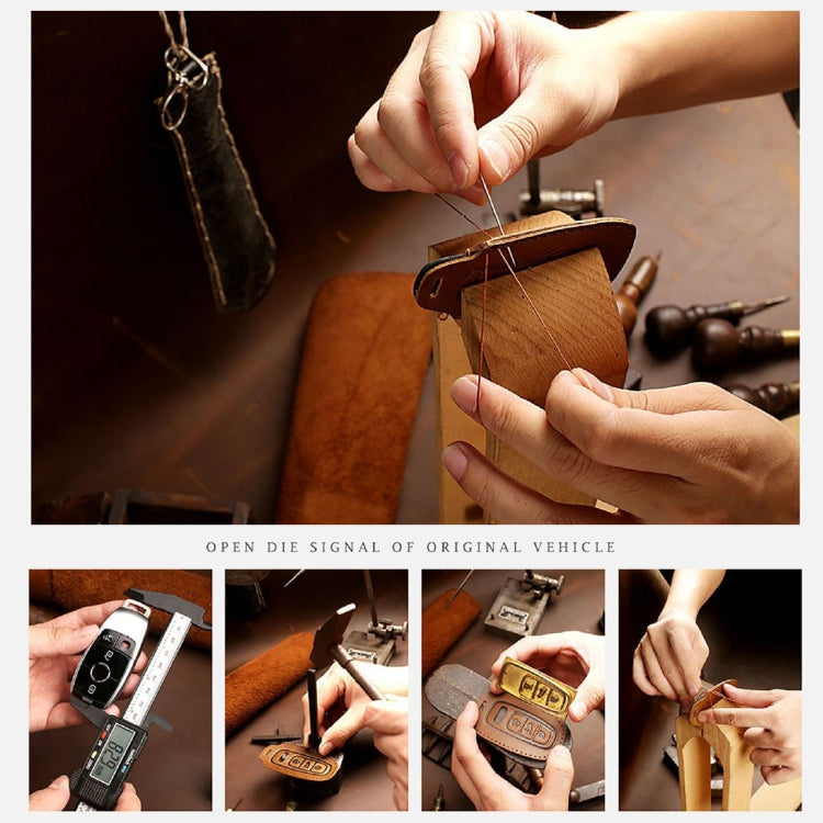 Hallmo Car Cowhide Leather Key Protective Cover Key Case for Audi A6L / A8L / A4 / A7 / A5 B Style, For Audi A6L B Style