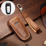 Hallmo Car Cowhide Leather Key Protective Cover Key Case for Audi A6L / A8L / A4 / A7 / A5 C Style, For Audi A6L C Style