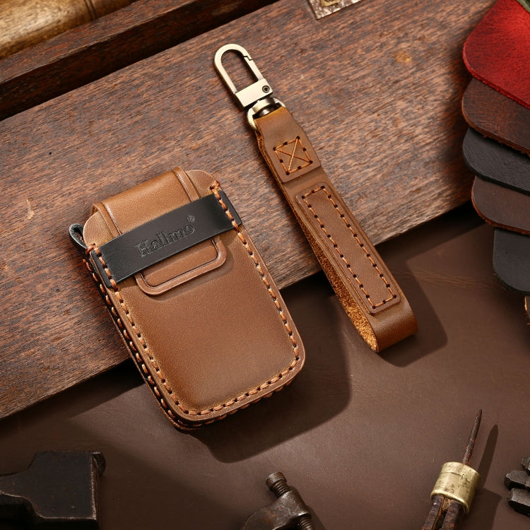 Hallmo Car Cowhide Leather Key Protective Cover Key Case for Land Rover Discovery 5 A Style, For Land Rover Discovery 5 A Style