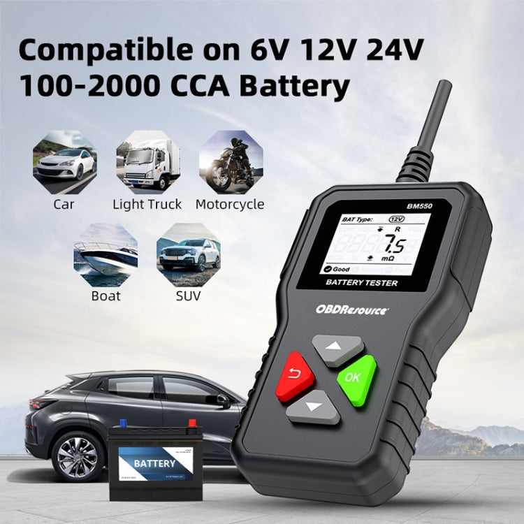 BM550 6V / 12V / 24V 3 in 1 Battery Tester Analyzer Battery Life Detector, BM550