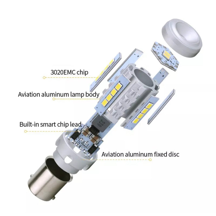 2pcs 1156 IC12-28V / 16.68W / 1.39A Car 3020EMC-26 Constant Current Wide Voltage Turn Signal Light, 1156 (White Light), 1156 (Yellow Light)