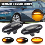 2pcs For Mazda 2 DY 2003-2007 Car Dynamic LED Fender Side Light, For Mazda 2 DY 2003-2007 (Transparent Black)