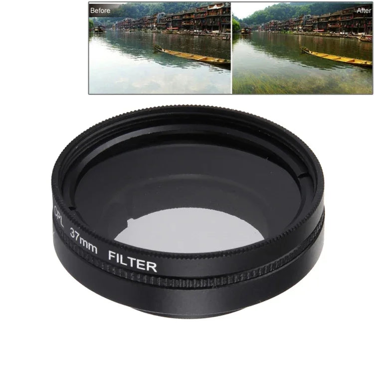 JUNESTAR for Xiaomi Xiaoyi Yi II 4K Sport Action Camera Proffesional 37mm CPL Filter + Lens Protective Cap, CPL Filter+Lens Cap