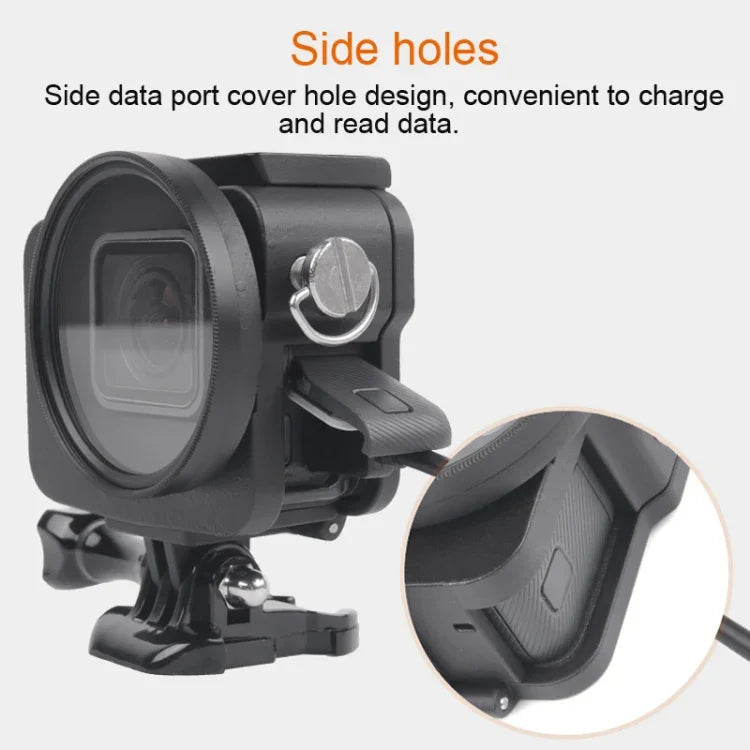 Housing Shell CNC Aluminum Alloy Protective Cage with Insurance Frame & 52mm UV Lens for GoPro HERO7 Black /6 /5, 52mm UV Black