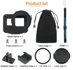 Housing Shell CNC Aluminum Alloy Protective Cage with Insurance Frame & 52mm UV Lens for GoPro HERO7 Black /6 /5, 52mm UV Black
