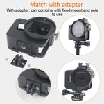 Housing Shell CNC Aluminum Alloy Protective Cage with Insurance Frame & 52mm UV Lens for GoPro HERO7 Black /6 /5, 52mm UV Black