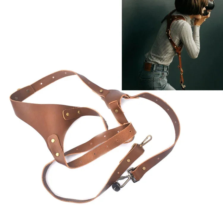 Quick Release Anti-Slip Shoulder Leather Harness Camera Strap with Metal Hook for SLR / DSLR Cameras (Left Shoulder), Left Shoulder, Right Shoulder