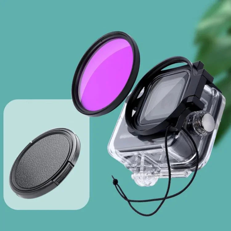 RUIGPRO for GoPro HERO8 Professional 58mm Color Dive Housing Lens Filter + Dive Housing Waterproof Case with Filter Adapter Ring & Lens Cap
