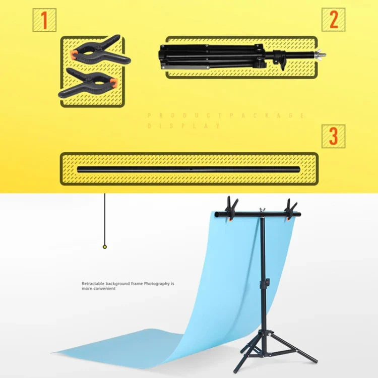 70x200cm T-Shape Photo Studio Background Support Stand Backdrop Crossbar Bracket Kit with Clips, No Backdrop, 70x200cm