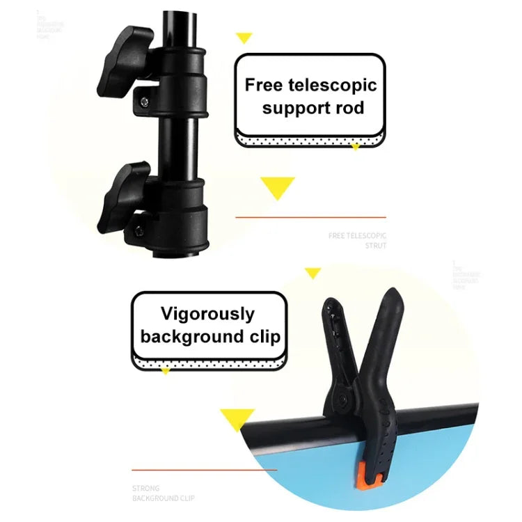 70x200cm T-Shape Photo Studio Background Support Stand Backdrop Crossbar Bracket Kit with Clips, No Backdrop, 70x200cm