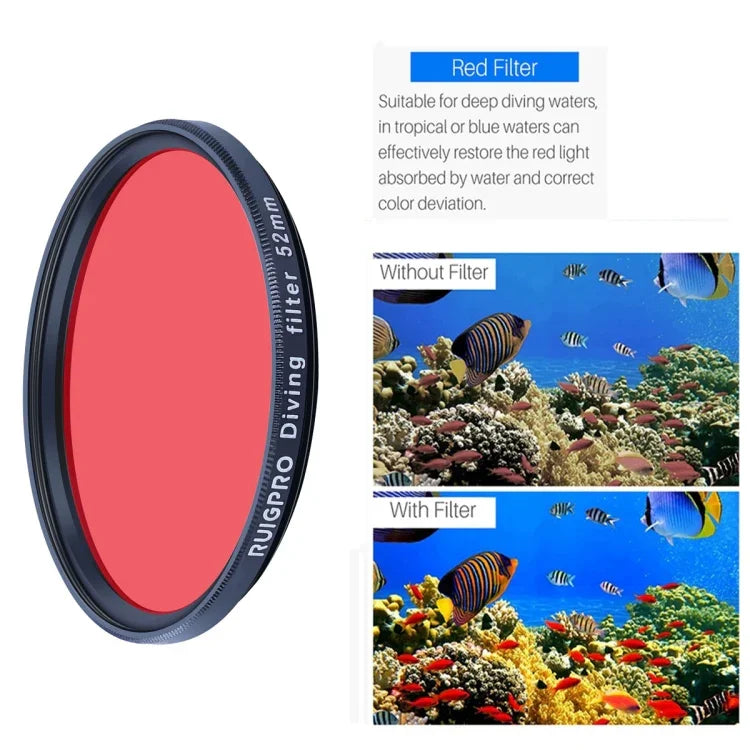 RUIGPRO for GoPro HERO10 Black / HERO9 Black Professional 52mm 52mm 10 in 1 UV+ND2+ND4+ND8+Star 8+ +CPL+Yellow/Red/Purple+10X Close-up Lens Filter with Filter Adapter Ring & Lens Cap
