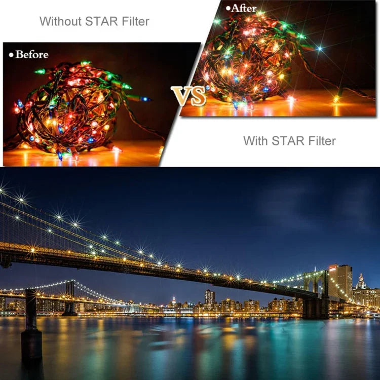 RUIGPRO for GoPro HERO10 Black / HERO9 Black Professional 52mm 52mm 10 in 1 UV+ND2+ND4+ND8+Star 8+ +CPL+Yellow/Red/Purple+10X Close-up Lens Filter with Filter Adapter Ring & Lens Cap